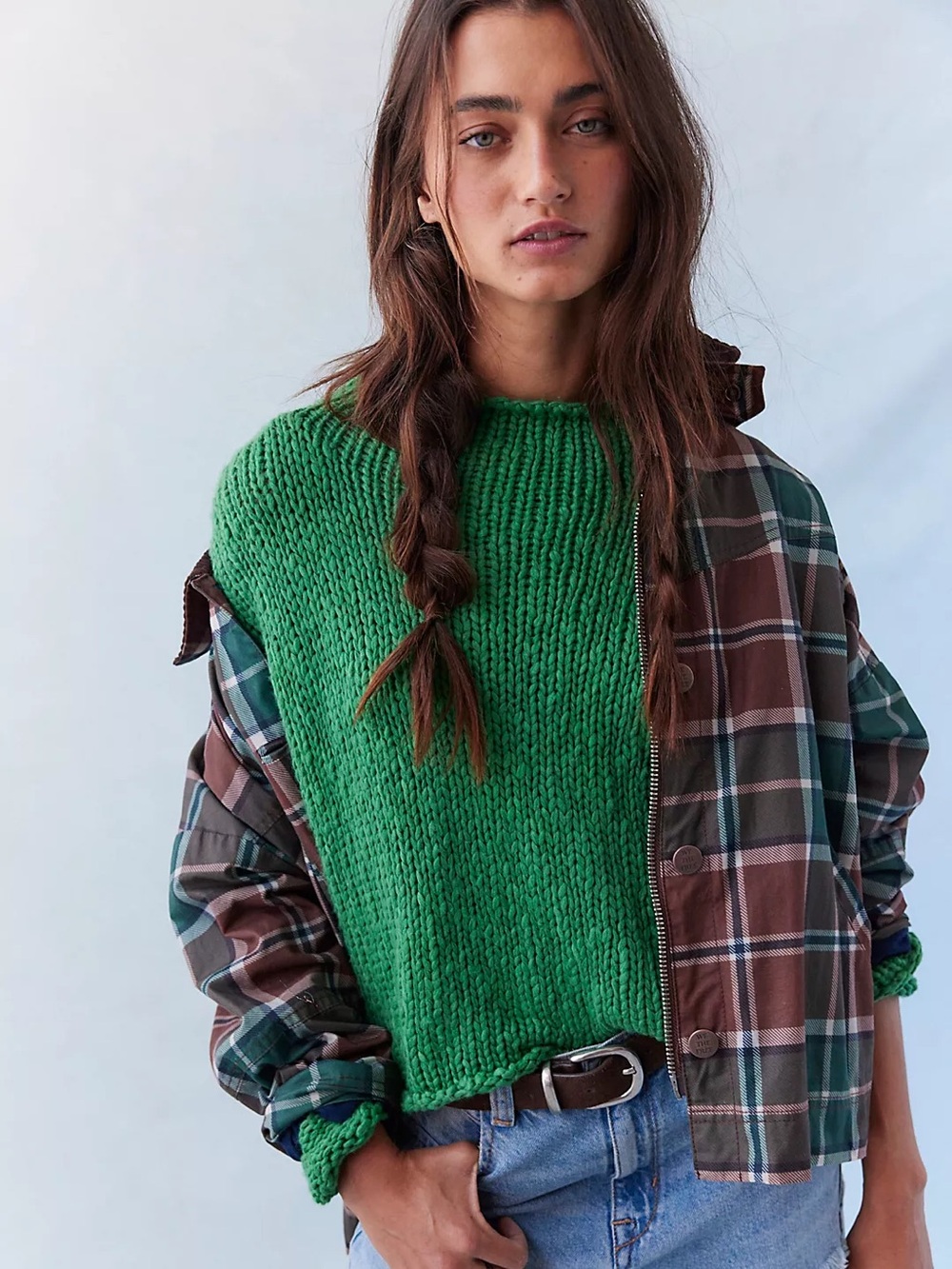 NWT FREE PEOPLE Opal Rollneck Knit Sweater | Green Ivy MSRP $98 S Oversized